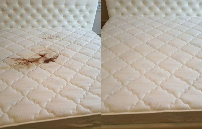 Удаление пятен с двухместного матраса